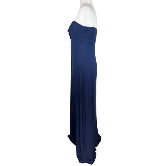 Arden B Blue Crochet Stretch Halter Maxi Dress - Picture 3 of 6